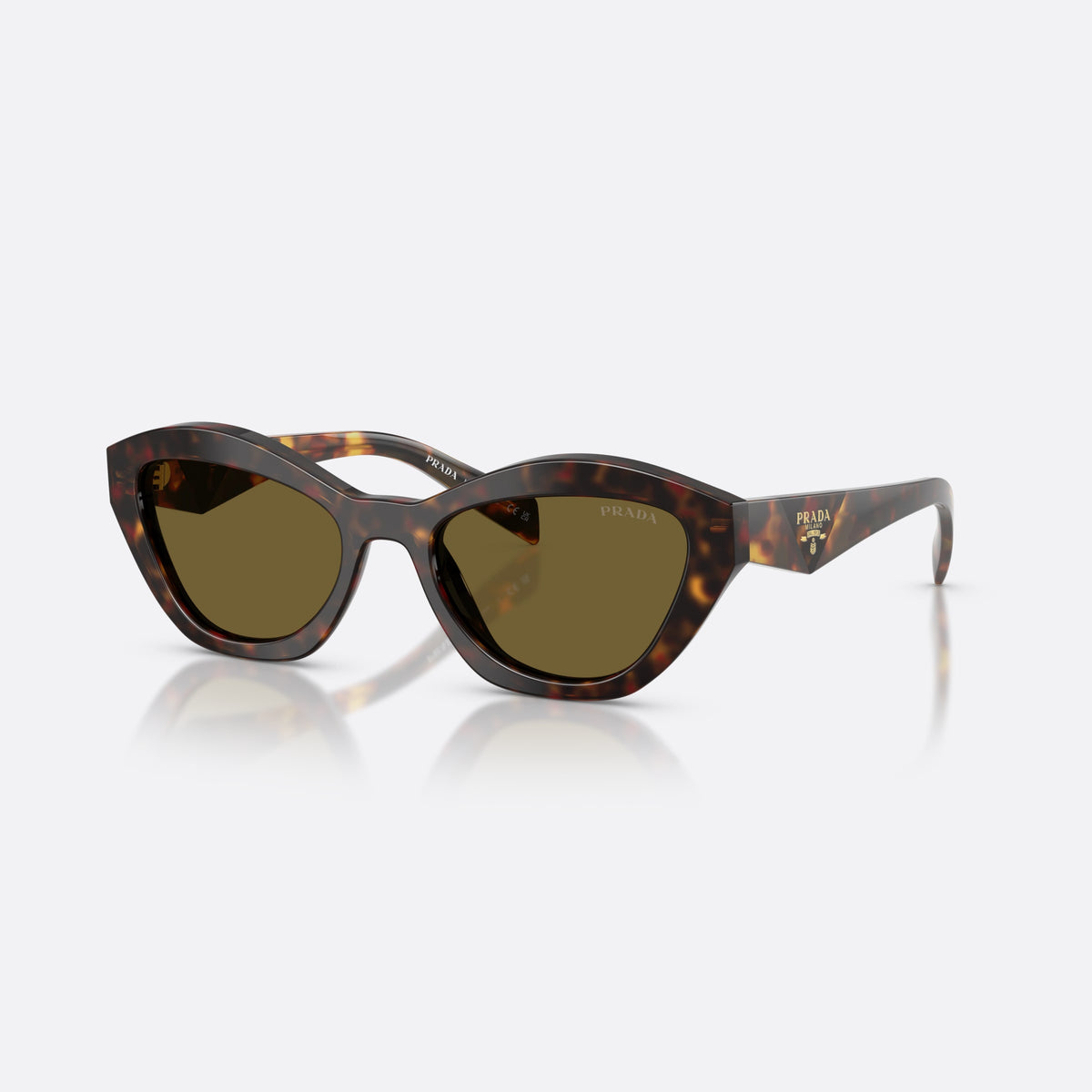Ochelari de soare Prada PR A02S 17N09Z, fluture havana, pentru femei, punte integrată simplă, placă cu logo pe braț