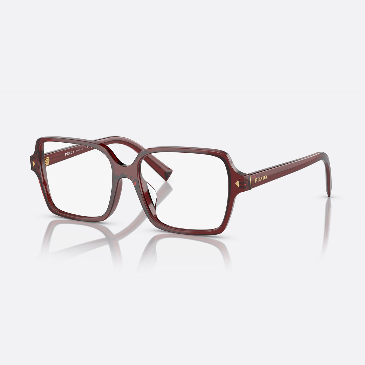 Rame ochelari de vedere Prada PR A02V 16P-1O1, geometrica roșu, pentru femei, punte simplă, literele brandului pe brațe, ramă completă