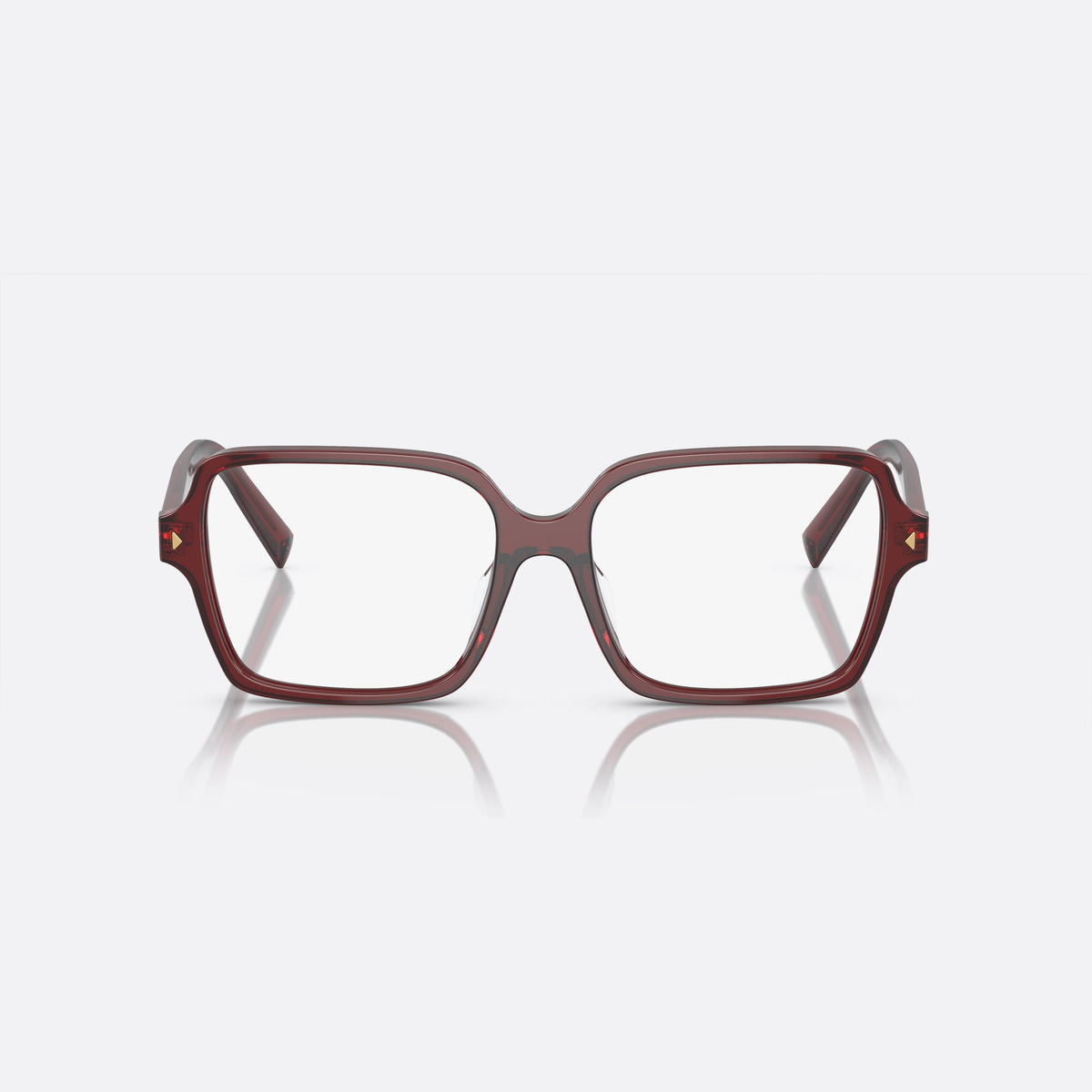 Rame ochelari de vedere Prada PR A02V 16P-1O1, geometrica roșu, pentru femei, punte simplă, literele brandului pe brațe, ramă completă, vedere din față
