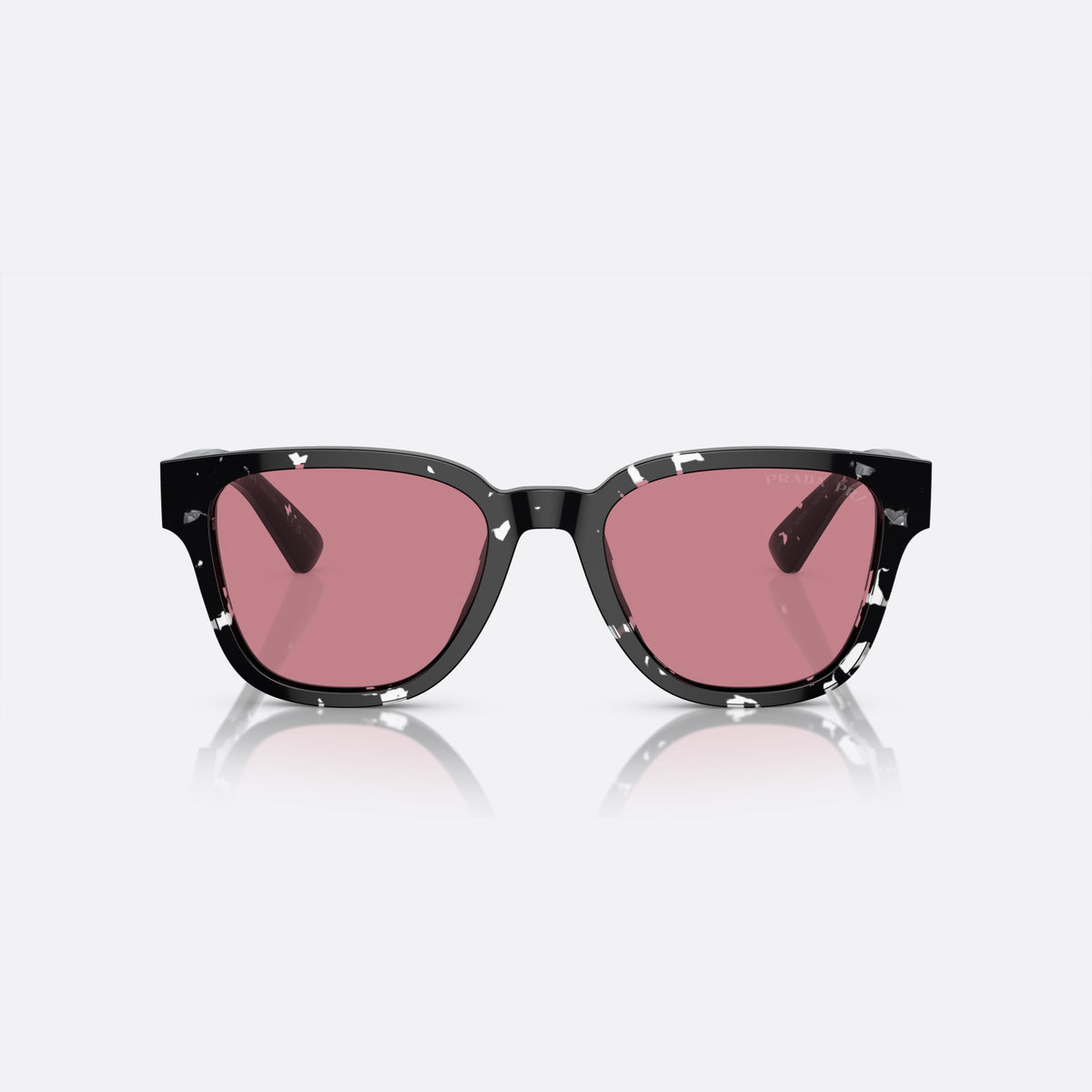 Prada PR A04S 15O-70C sunglasses, black pantos frame for men, plain integrated bridge, brand lettering on temples, front view