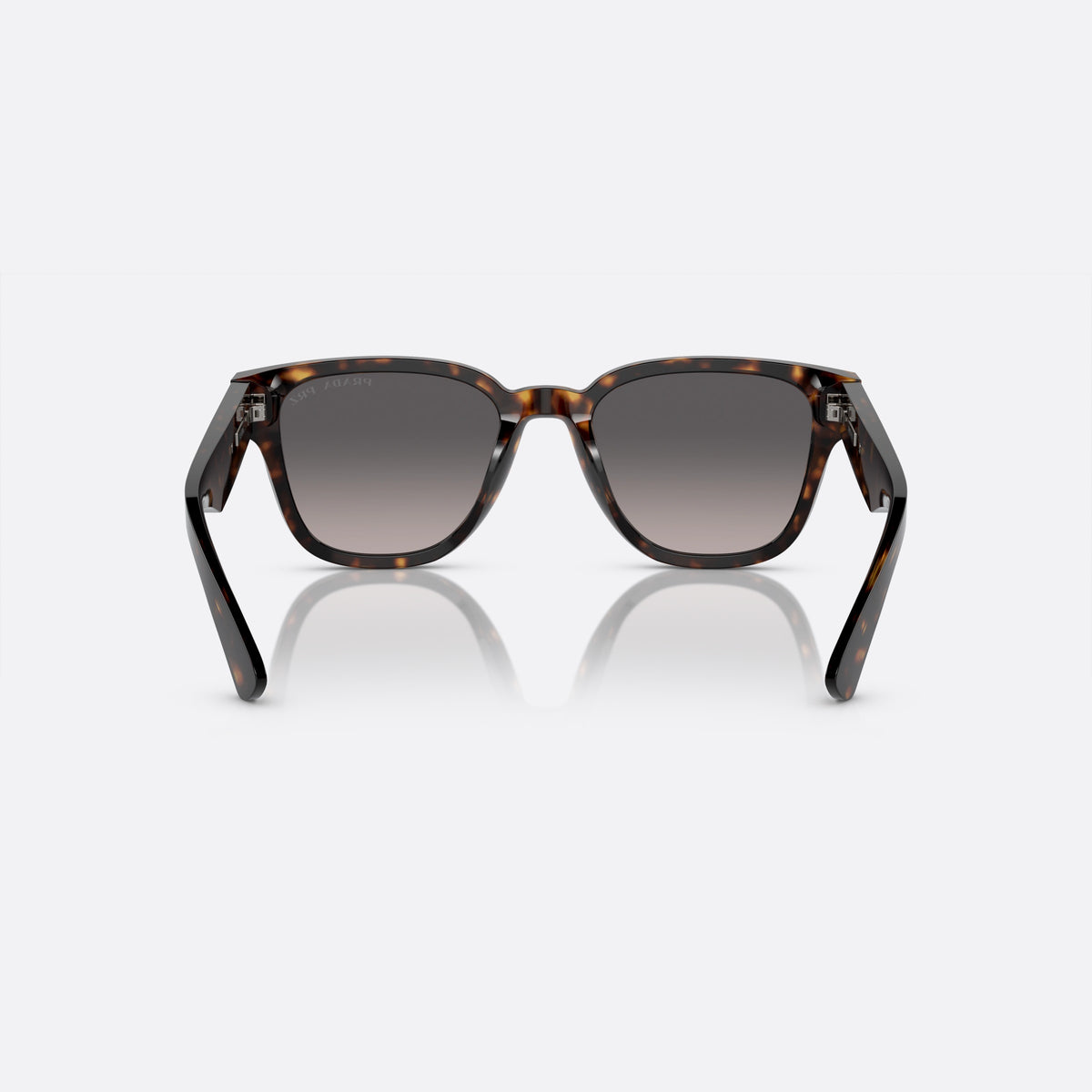 Prada PR A04S 19J-09G sunglasses, silver pantos frame for men, plain double bridge, brand lettering on temples, back view