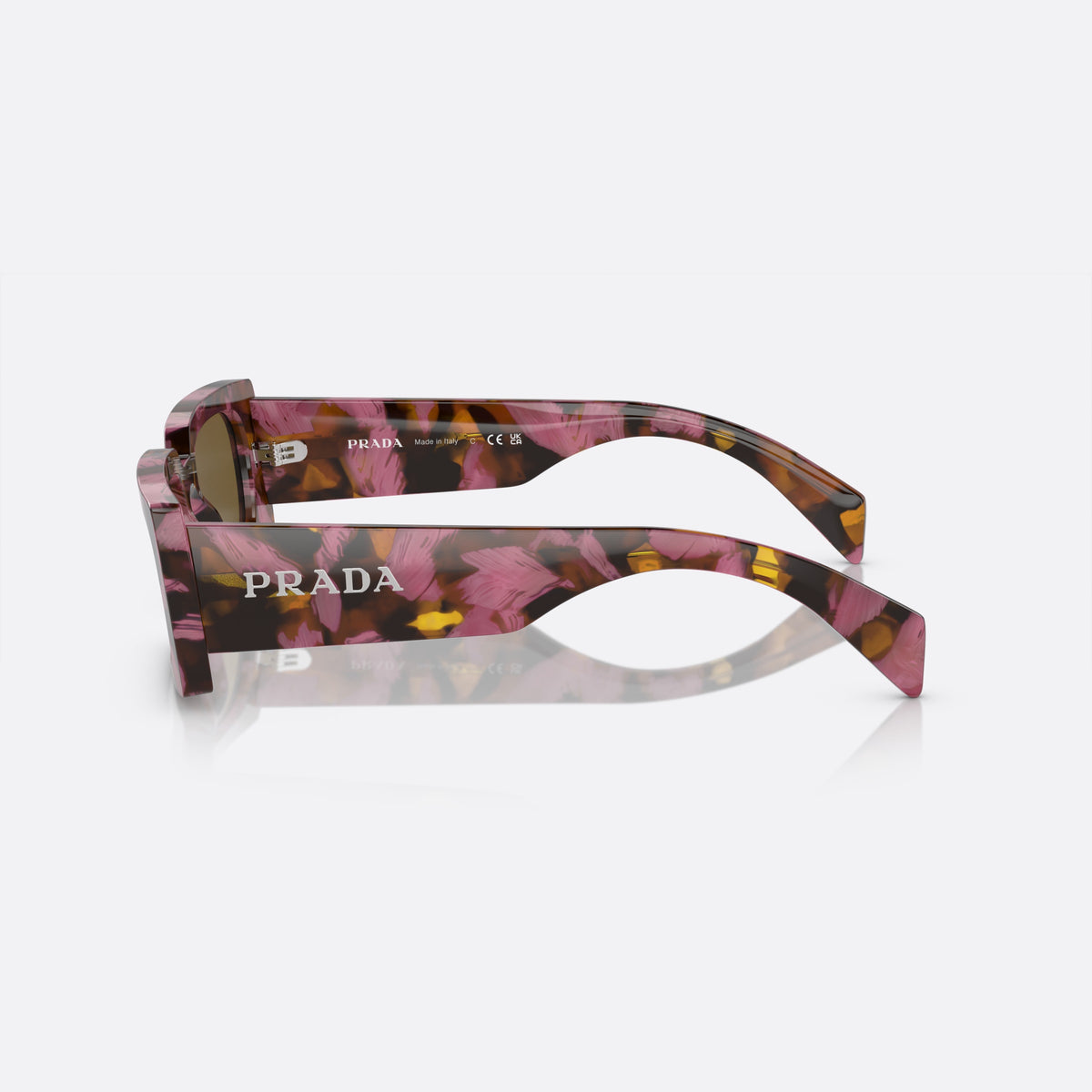 Ochelari de soare Prada PR A07S 18N-01T M, pillow violet, pentru femei, punte simplă, literele brandului pe brațe, brațe late, vedere laterală