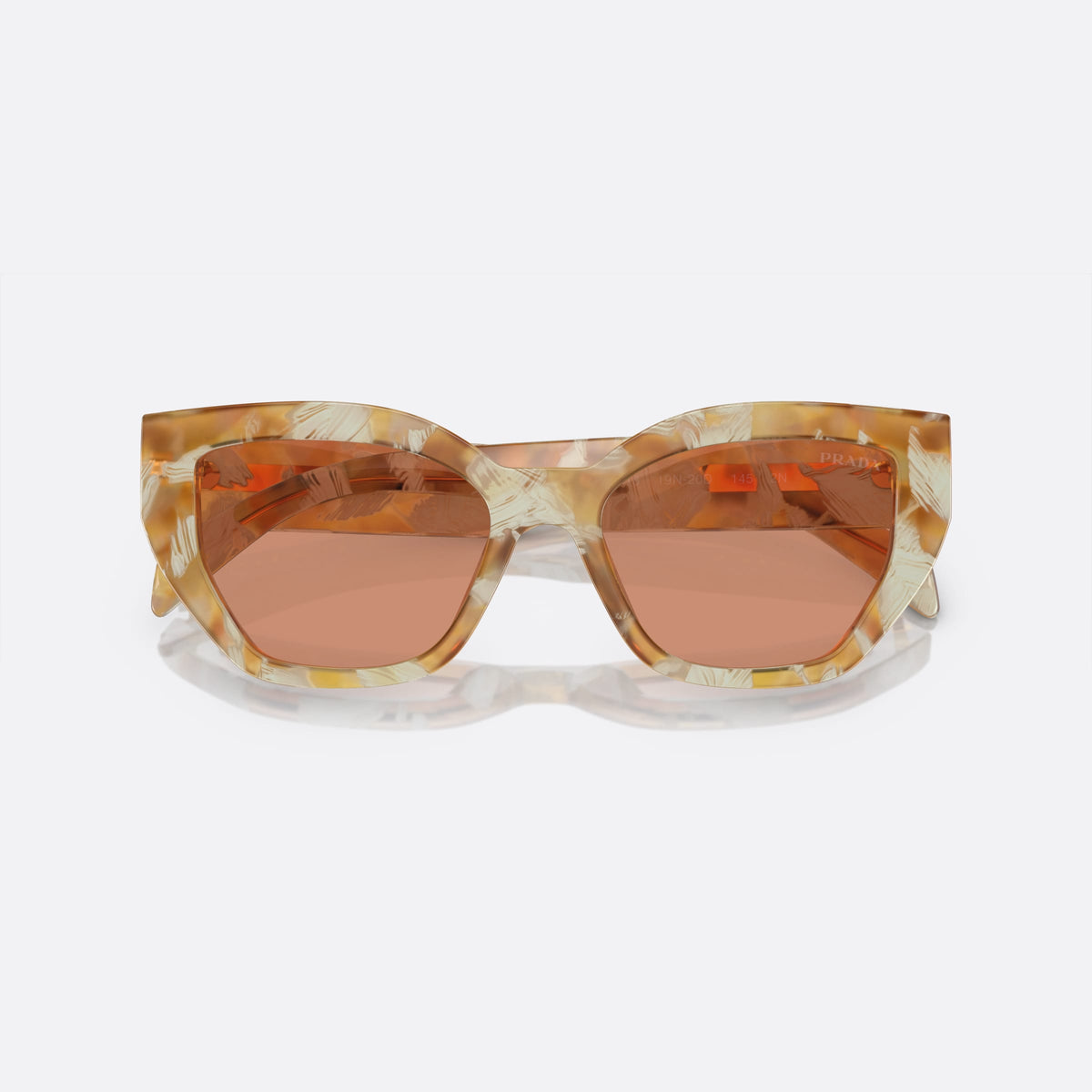Ochelari de soare Prada PR A09S 19N-20D V, fluture maro, pentru femei, punte integrată cu partea superioară simplă, cu brațele pliate
