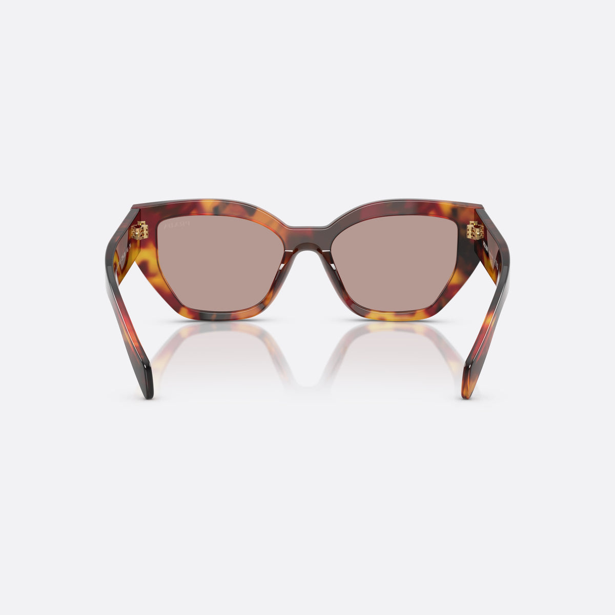 Ochelari de soare Prada PR A09S 22A20I, fluture havana, pentru femei, punte simplă, literele brandului pe brațe, ramă completă, vedere din spate