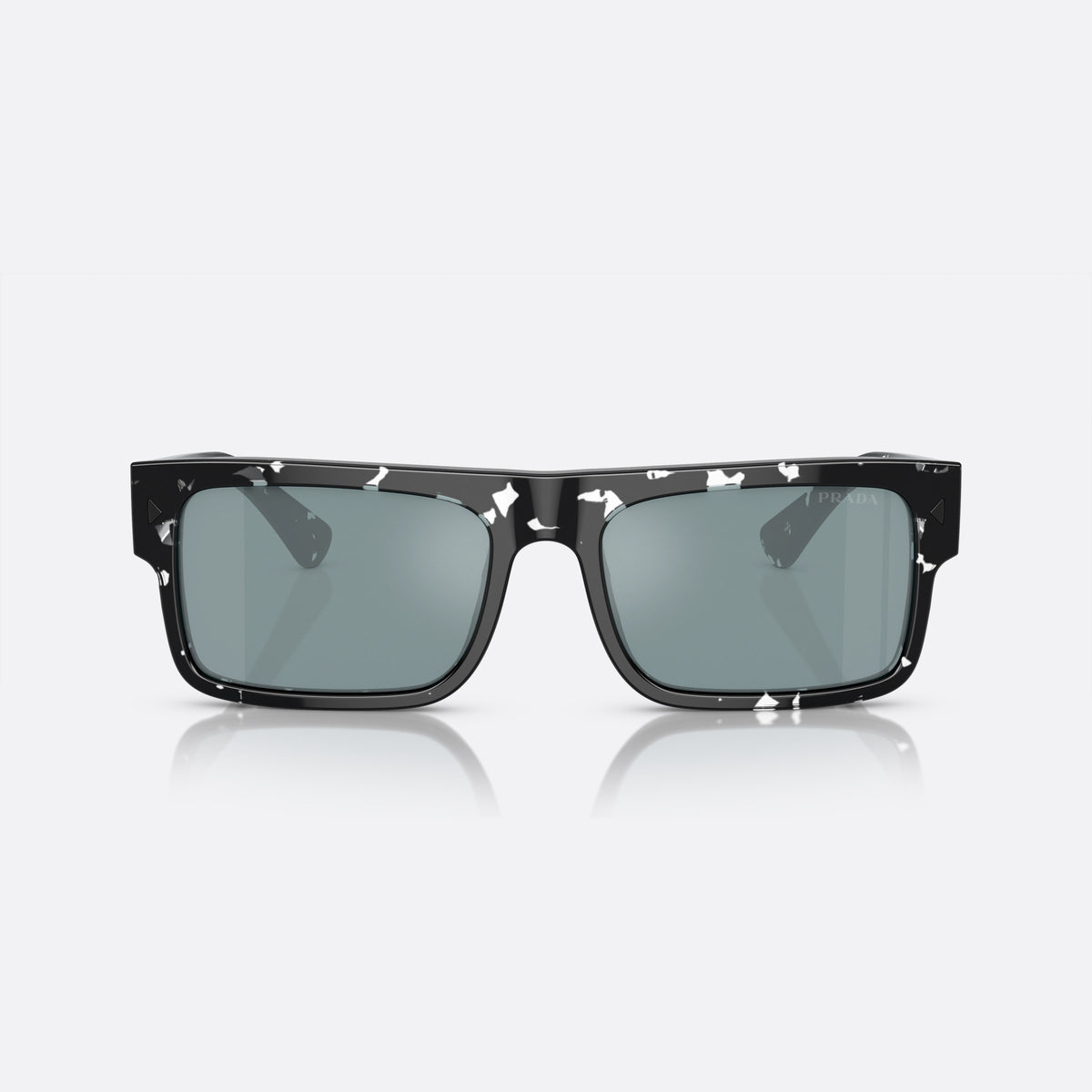 Prada PR A10S 15O01A sunglasses, brown rectangle frame for men, plain bridge, brand lettering on temples, full-rim frame, front view
