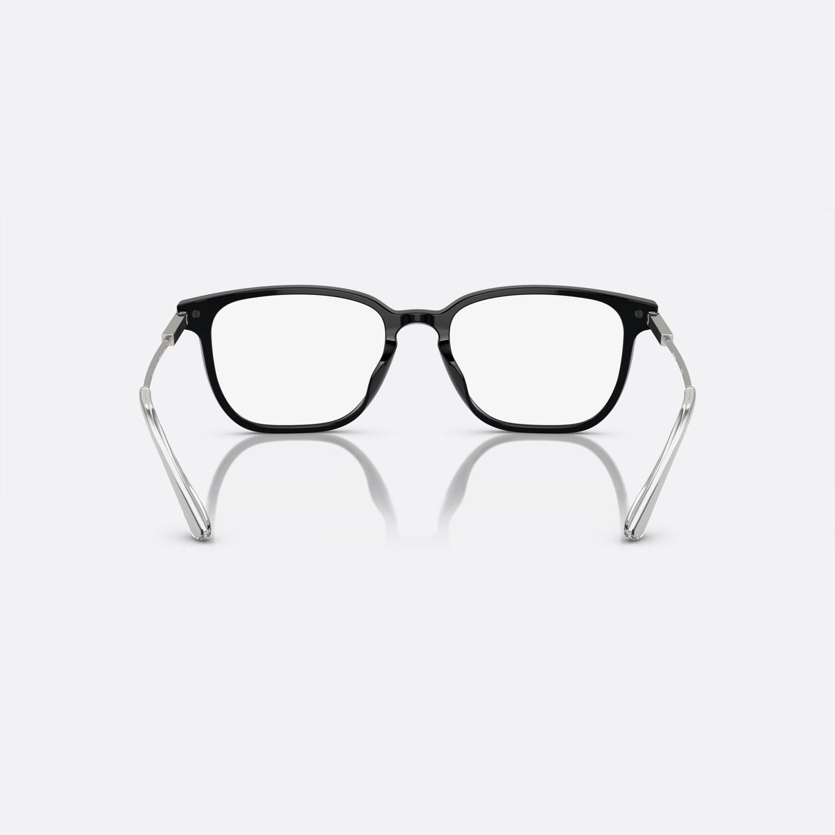 Prada PR A12VD 1AB1O1 eyeglasses, black pillow frame for men, brand lettering on temples, full-rim acetate frame, back view
