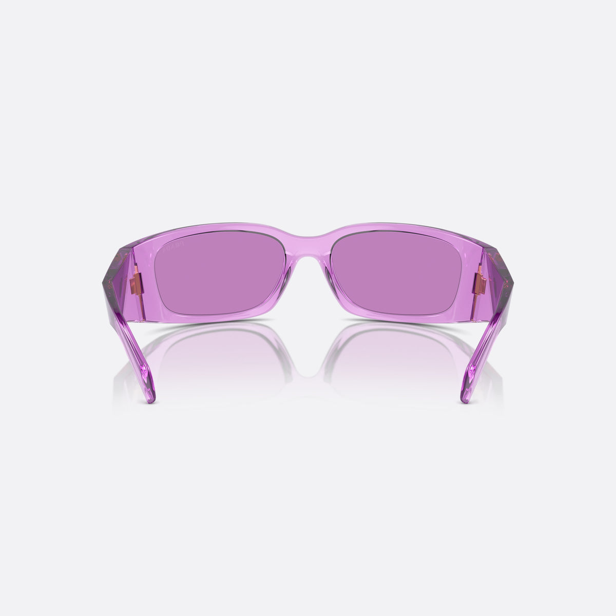 Prada PR A14S 13R30G sunglasses, violet butterfly frame for women, plain bridge, brand logo on temple, wide tapered temples
