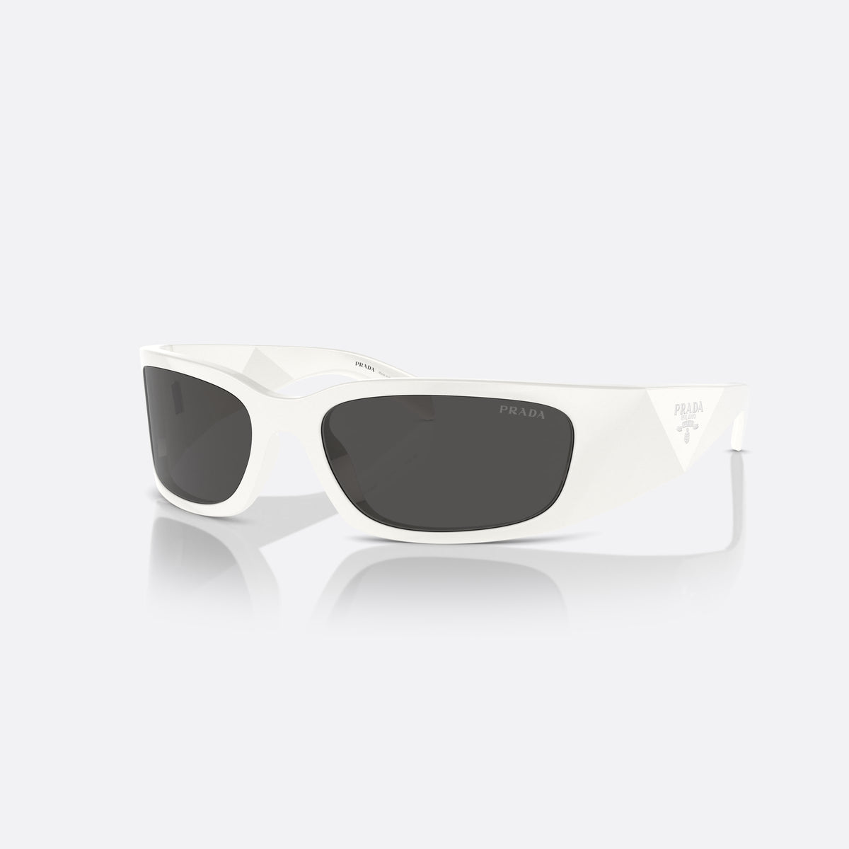 Ochelari de soare Prada PR A14S 1425S0, fluture alb, unisex, punte simplă, placă cu logoul brandului pe braț, brațe late