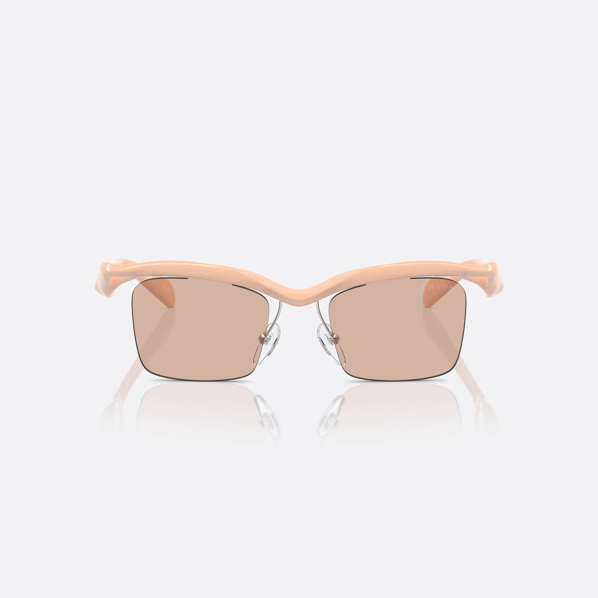 Prada PR A15S 18Q4I2 sunglasses, pink geometric frame for men, brand lettering on temples, tapered temple tips, front view