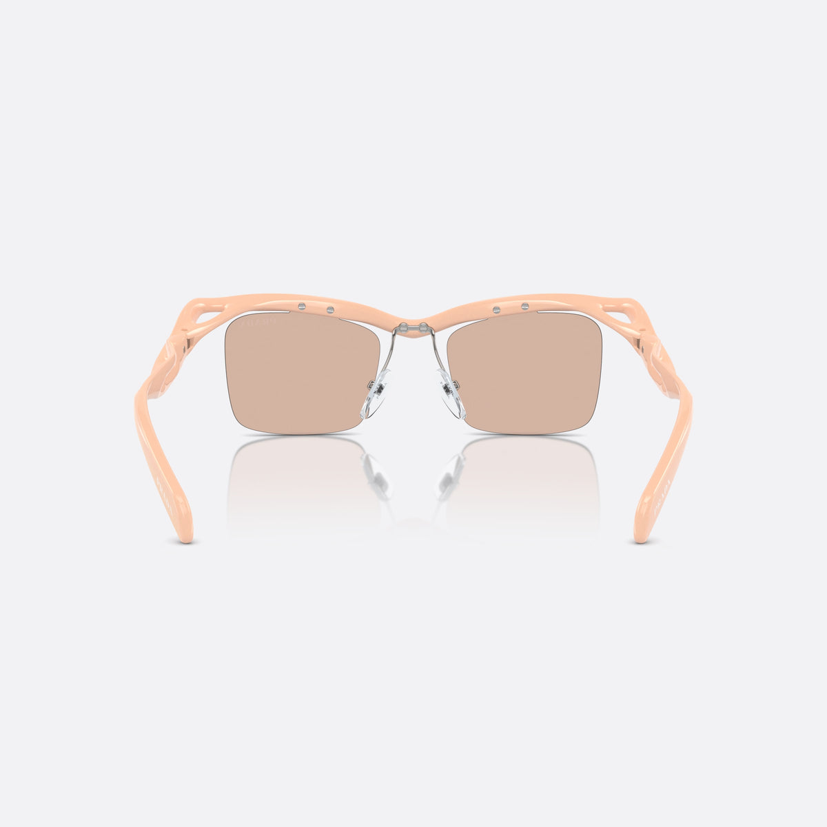 Prada PR A15S 18Q4I2 sunglasses, pink geometric frame for men, brand lettering on temples, tapered temple tips, back view