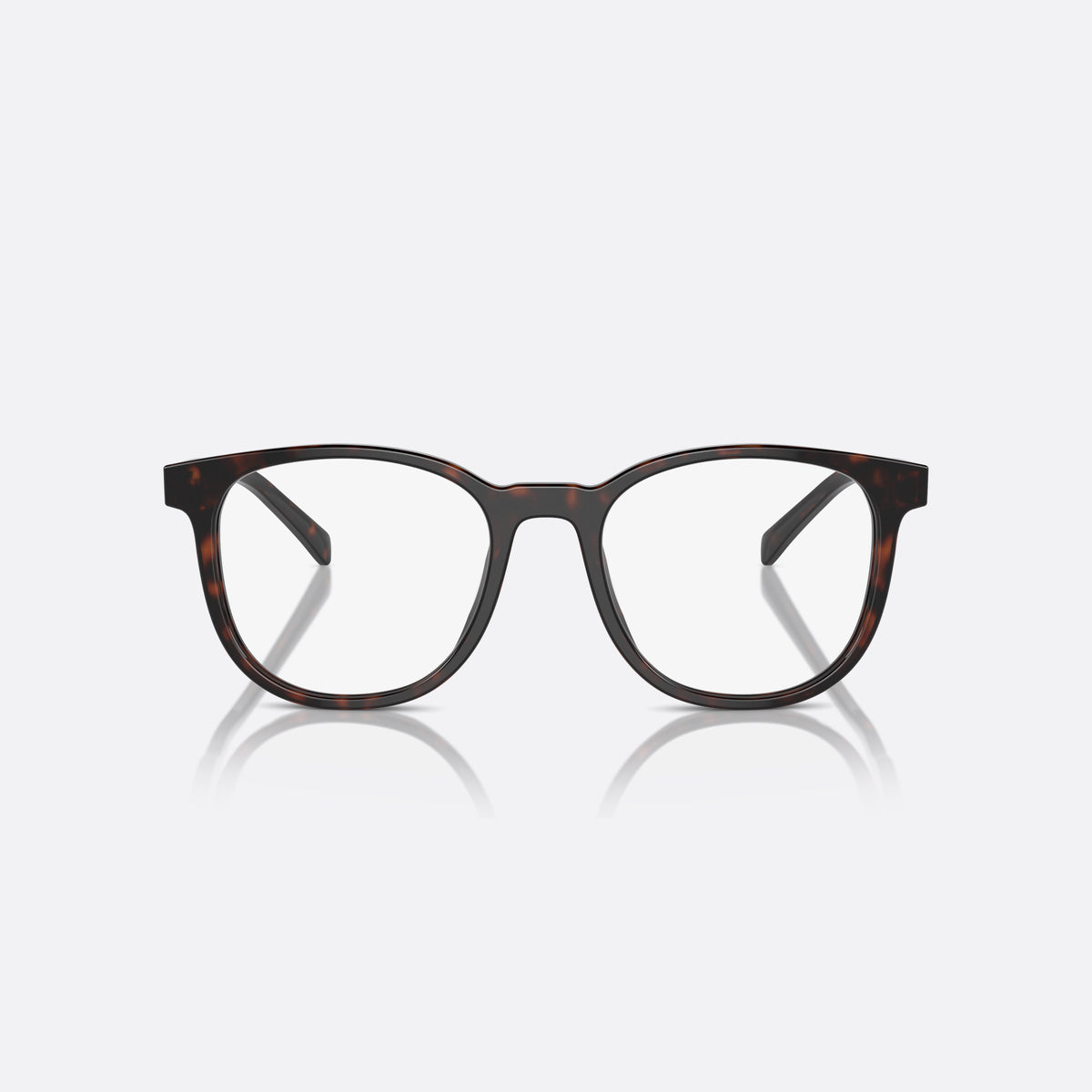 Prada PR A15V 17N1O1 eyeglasses, havana squared frame for men, plain bridge, brand lettering on temples, front view
