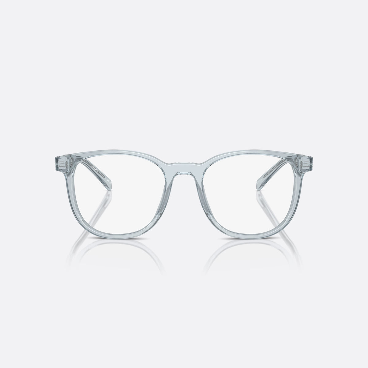 Prada PR A15V 19T1O1 eyeglasses, blue squared frame for men, plain bridge, brand lettering on temples, full-rim frame, front view