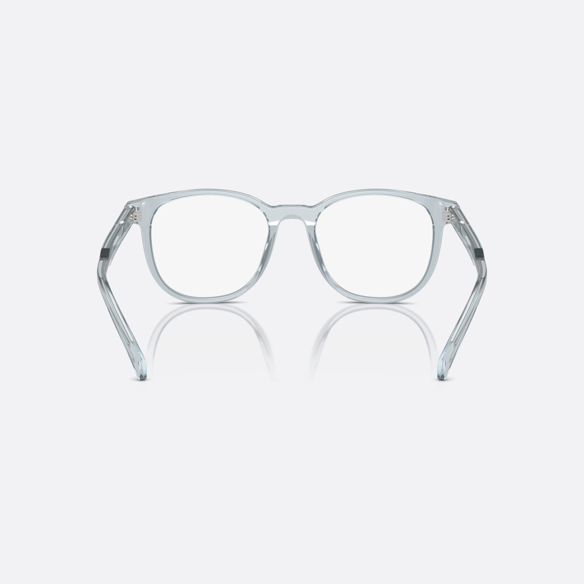 Prada PR A15V 19T1O1 eyeglasses, blue squared frame for men, plain bridge, brand lettering on temples, full-rim front, back view