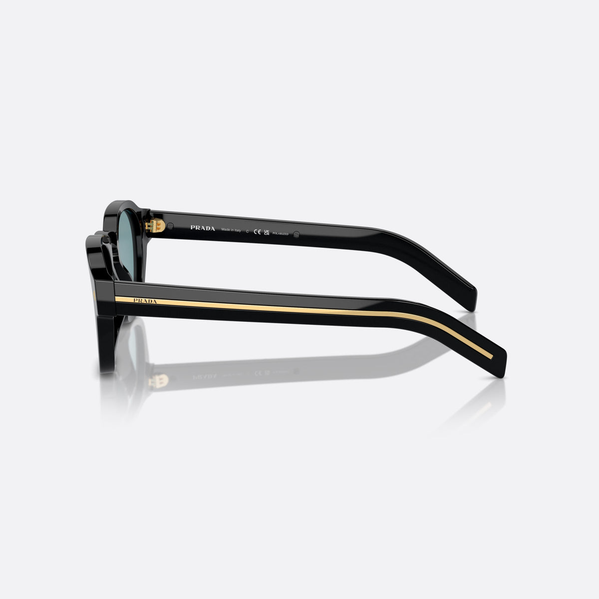 Prada PR A16S 16K-04D sunglasses, black pantos frame for men, brand lettering on temples, full-rim frame, side view