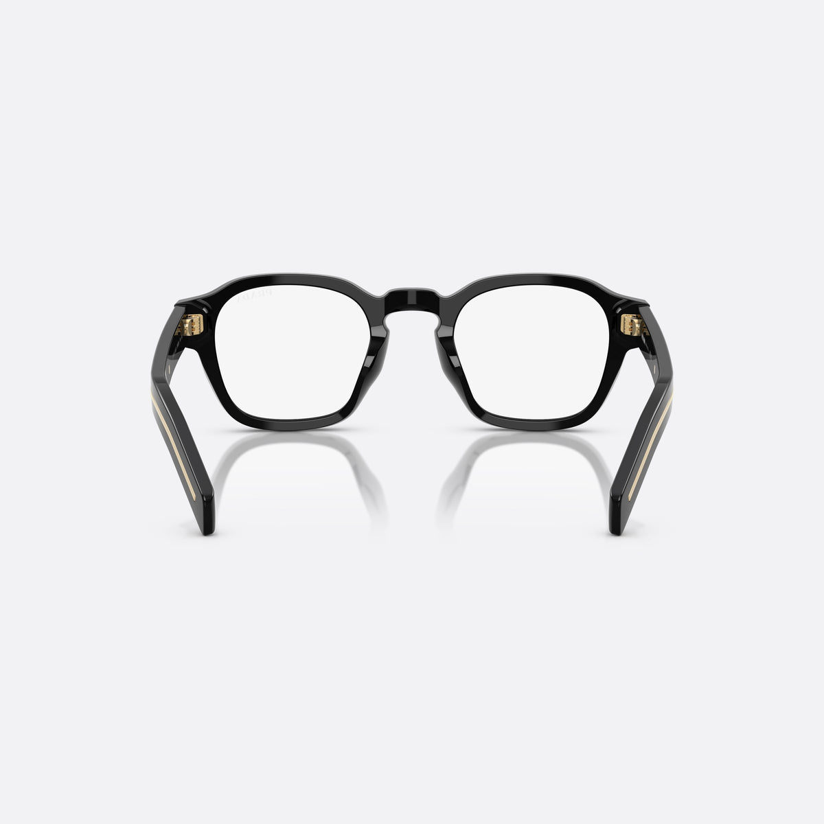 Prada PR A16S 16K60K sunglasses, black phantos frame for men, brand lettering on the temples, full-rim acetate frame, back view