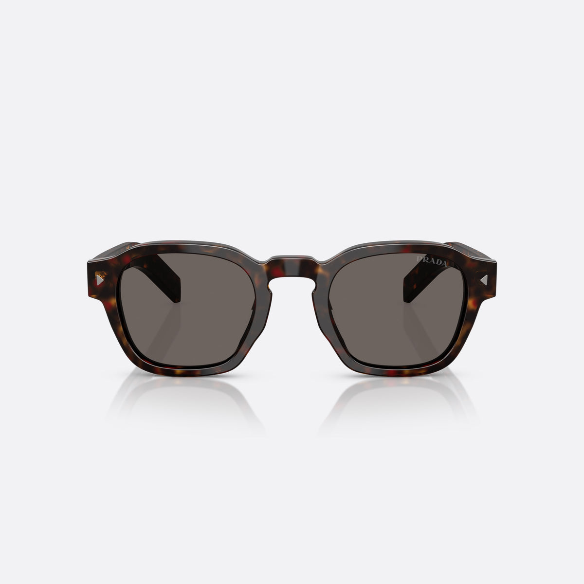Prada PR A16S 17N-731 sunglasses, havana pantos frame for men, brand lettering on temples, flat wide temples, front view
