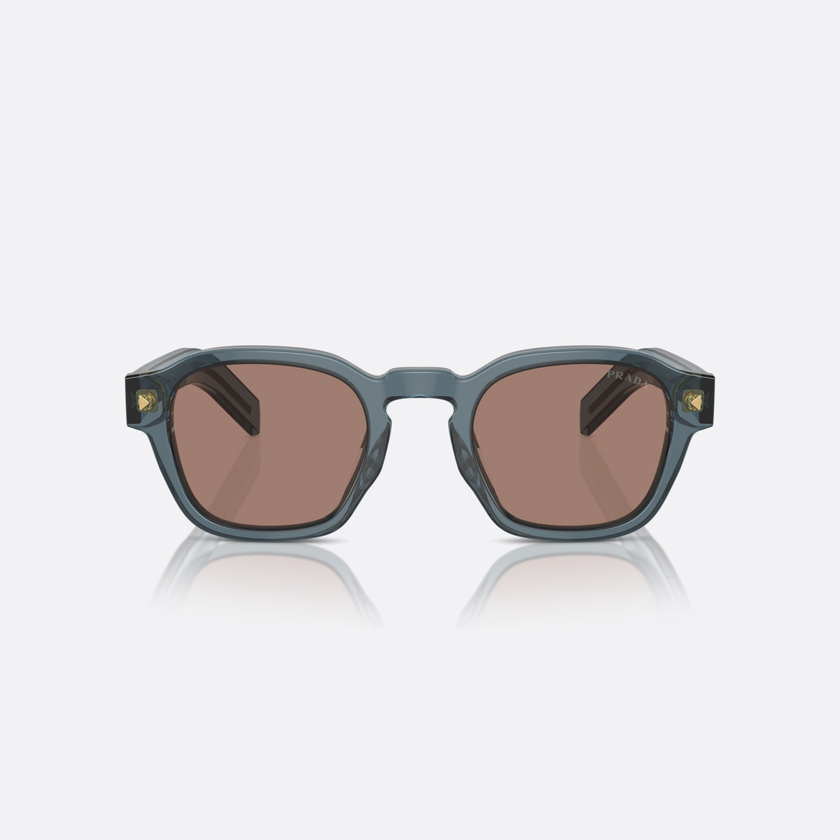 Ochelari de soare Prada PR A16S 17T-05D, pantos albastru, pentru bărbați, literele brandului pe brațe, ramă completă, vedere din față