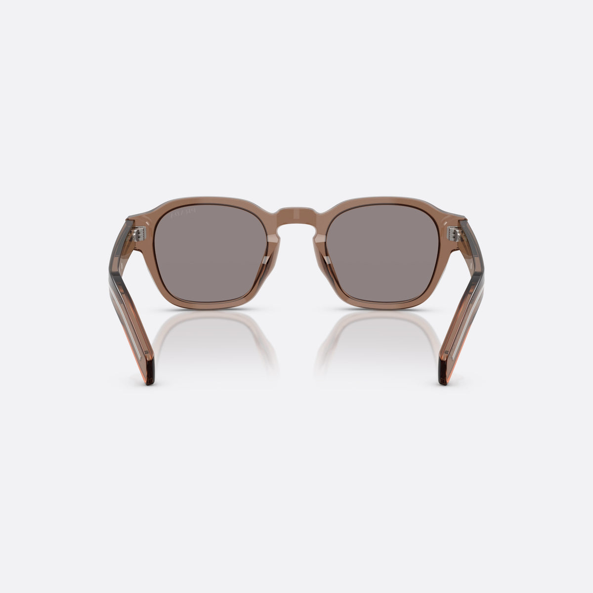 Prada PR A16S 28I03D sunglasses, clear phantos frame for men, brand lettering on temples, flat tapered temples, back view