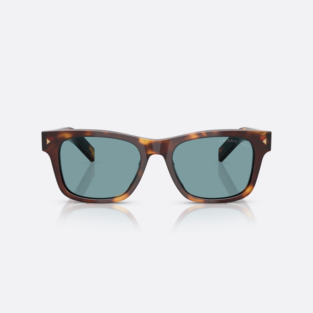 Prada PR A17S 15W04D sunglasses, havana rectangle frame for men, plain bridge, brand lettering on temples, full-rim front, front view