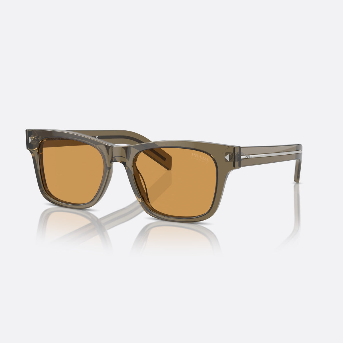 Prada PR A17S 18T60F sunglasses, brown rectangle frame for men, plain bridge, integrated into front, full-rim frame