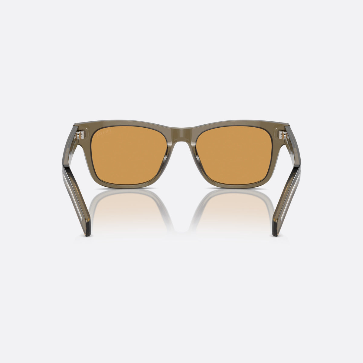 Prada PR A17S 18T60F sunglasses, brown rectangle frame for men, plain bridge, integrated into front, full-rim frame, back view