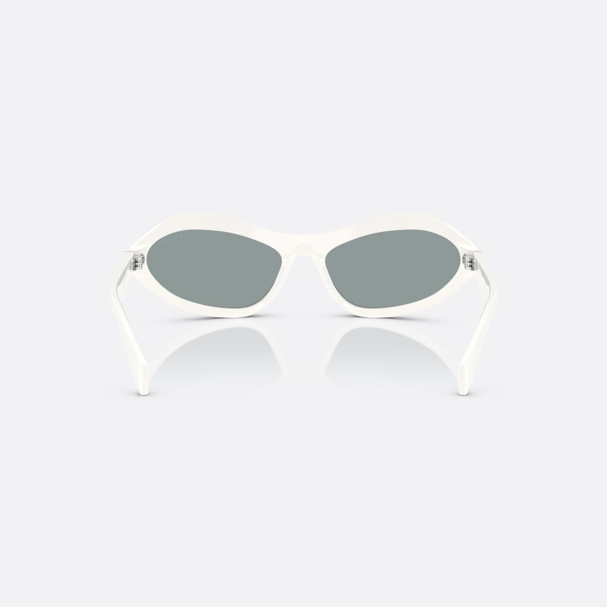 Ochelari de soare Prada PR A20S 17K3C2, neregulat alb, pentru femei, punte simplă integrată, litere ale brandului pe brațe, vedere din spate