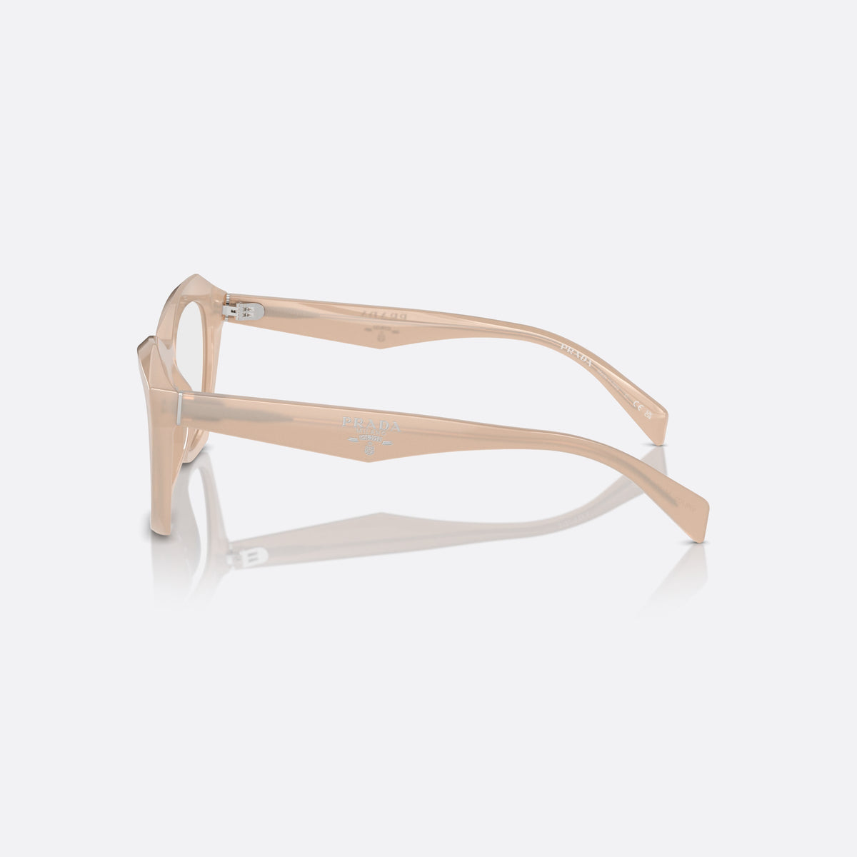 Rame ochelari de vedere Prada PR A20V 19R1O1, geometrica roz, pentru femei, punte simplă, literele brandului pe brațe, vedere laterală