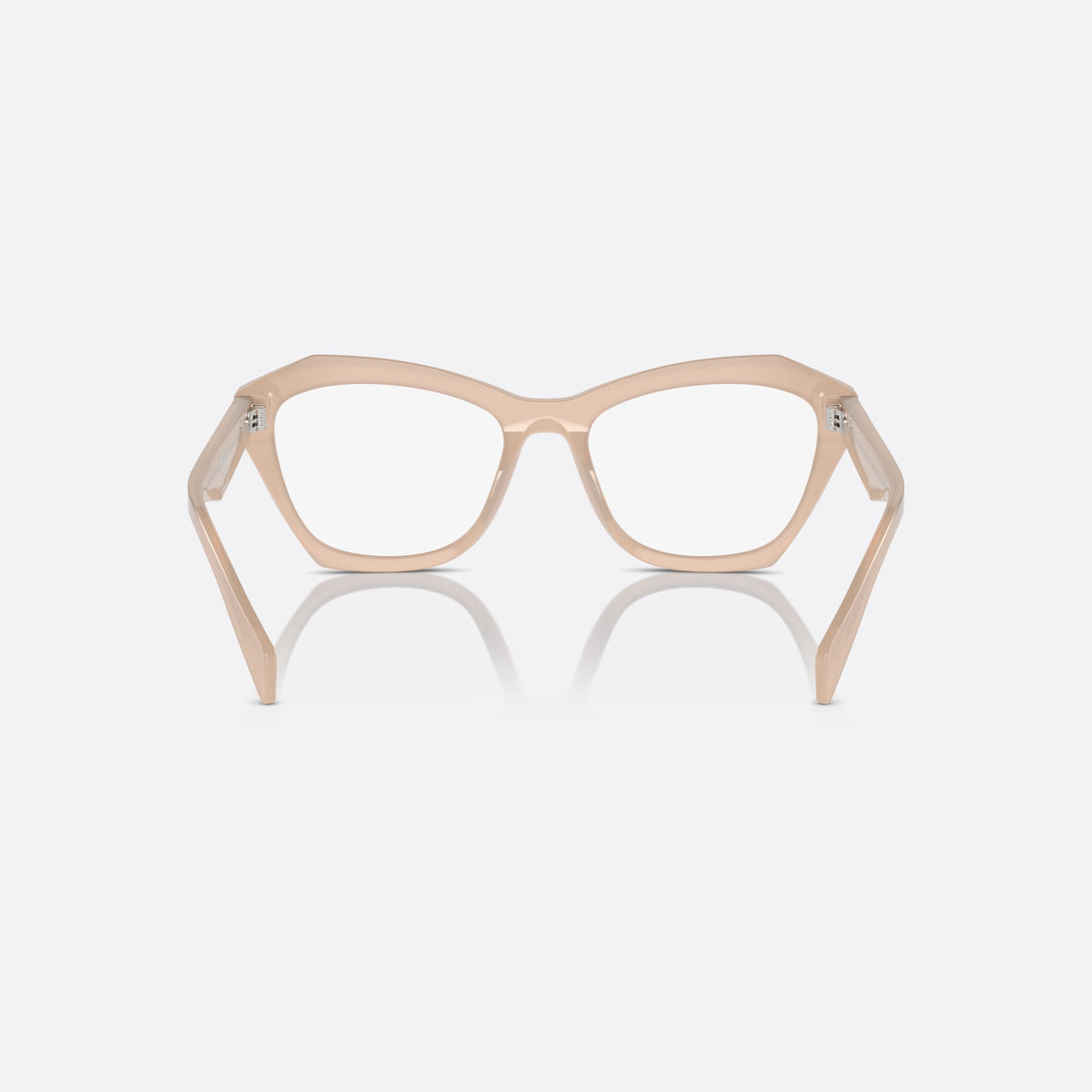 Rame ochelari de vedere Prada PR A20V 19R1O1, geometrica roz, pentru femei, punte simplă, literele brandului pe brațe, vedere din spate