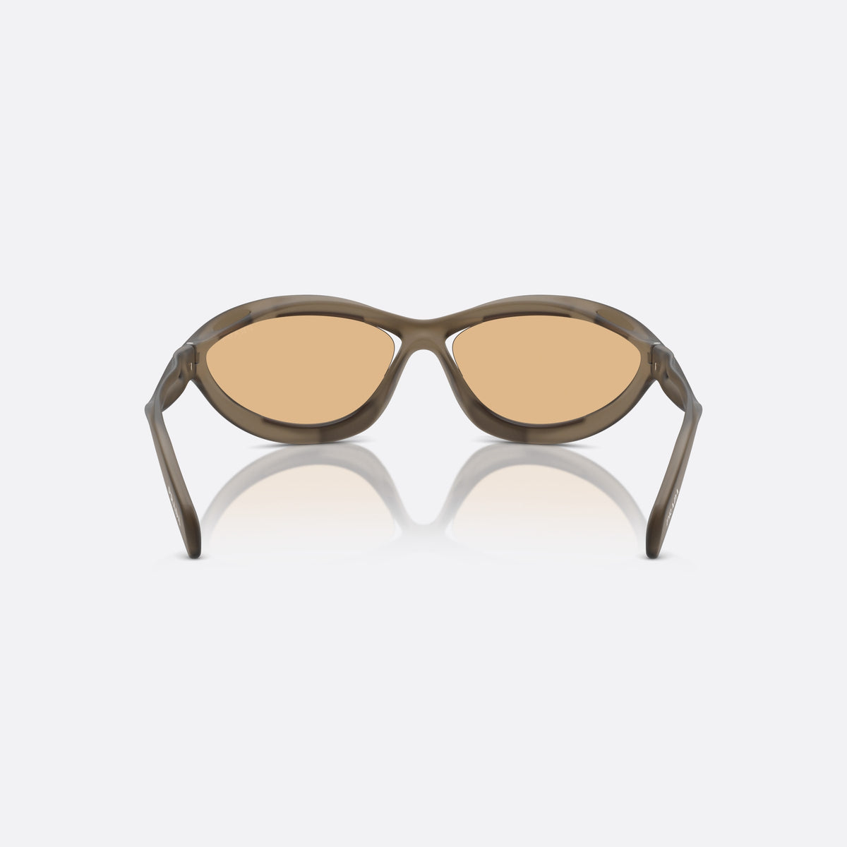 Prada PR A26S 16V10H sunglasses, brown other frame for men, integrated single bridge, brand lettering on temples, back view