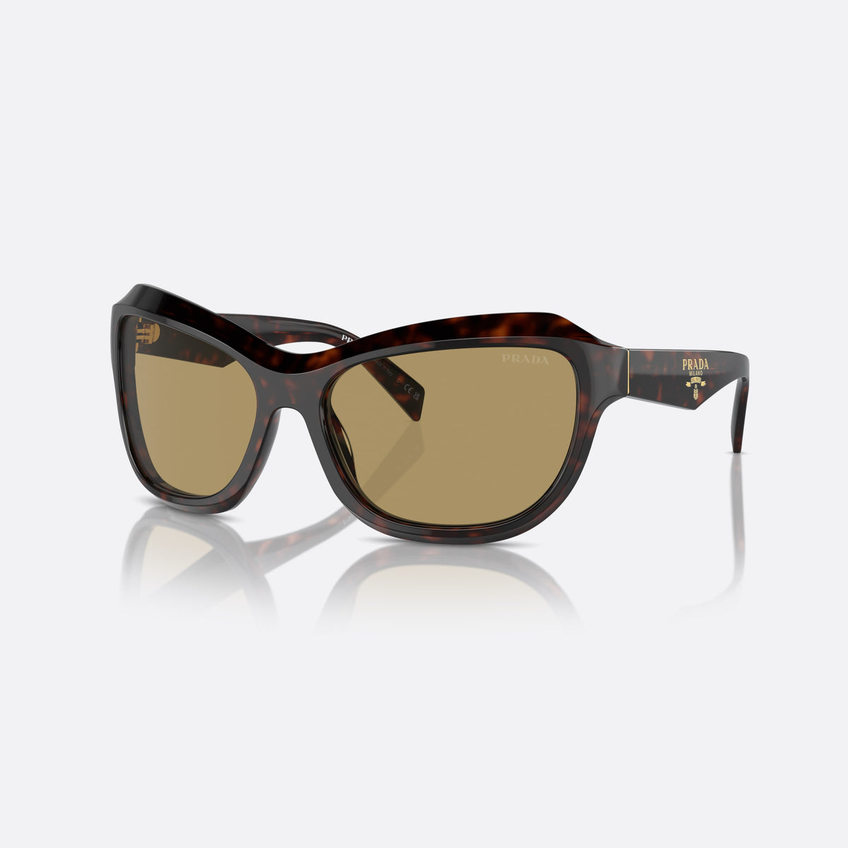 Ochelari de soare Prada PR A27S 17N70G, fluture țestoasă, pentru femei, punte dublă simplă, literele brandului pe brațe