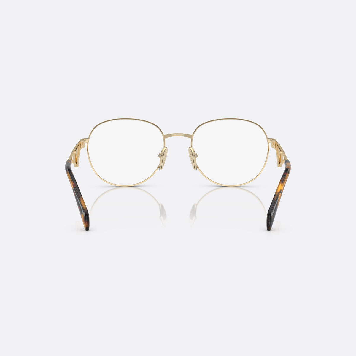 Rame ochelari de vedere Prada PR A50V ZVN-1O1 B, rotunzi auriu, pentru femei, punte metalică simplă, placă cu logo pe brațe