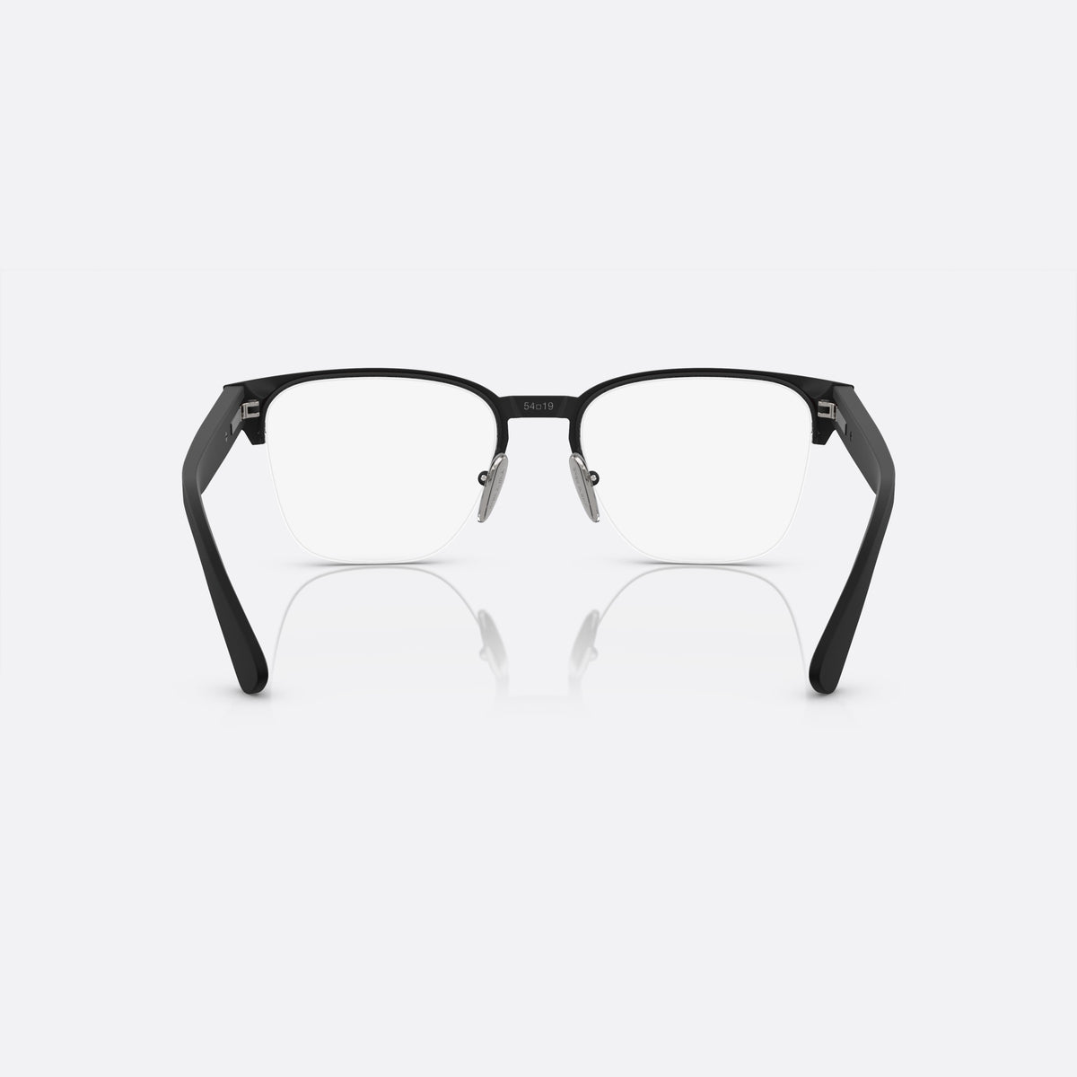 Prada PR A52V 1BO-1O1 X eyeglasses, black rectangle frame for men, plain metal bridge, brand lettering on temples