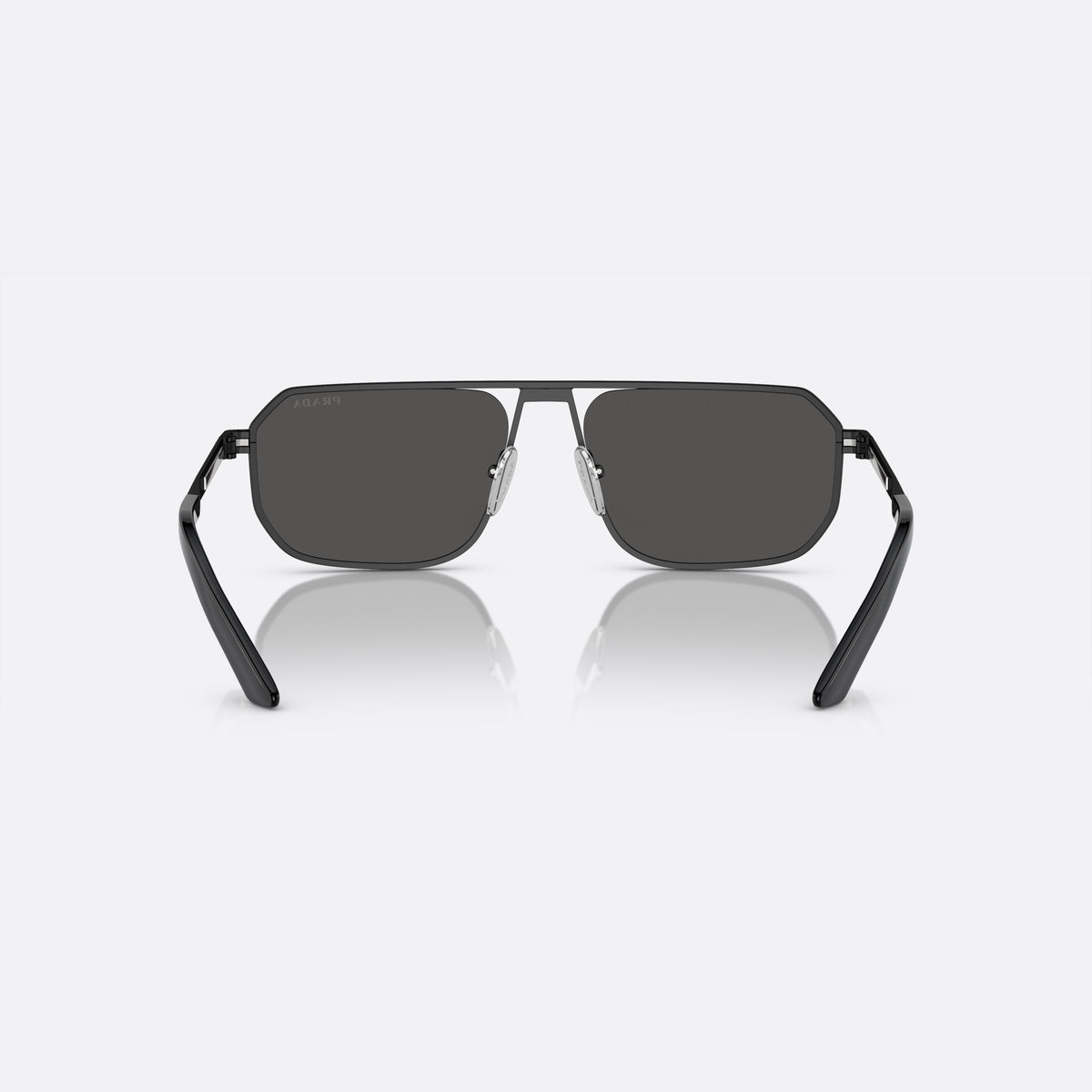 Ochelari de soare Prada PR A53S 1BO-5S0 V, rectangulari negru, pentru bărbați, punte dublă cu bară metalică, literele brandului pe brațe