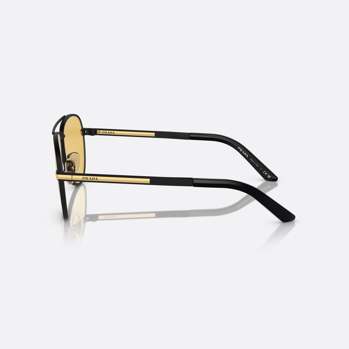 Prada PR A54S 1BO-90C sunglasses, black pilot frame for men, double bridge, brand lettering on temples