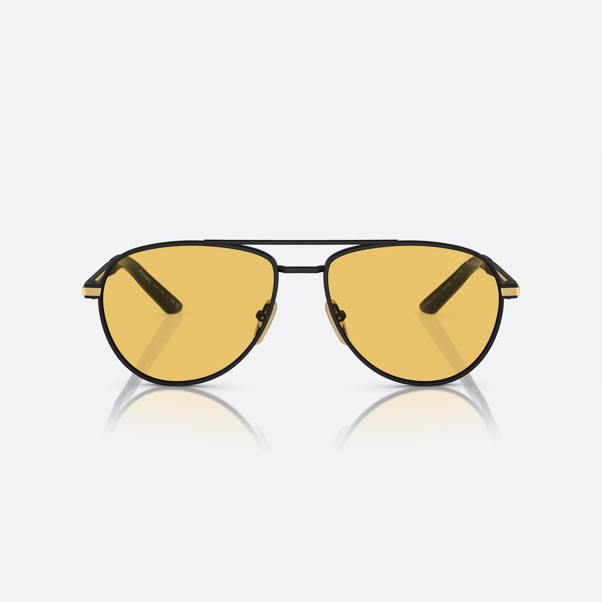 Prada PR A54S 1BO-90C sunglasses, black pilot frame for men, double bridge, brand lettering on temples