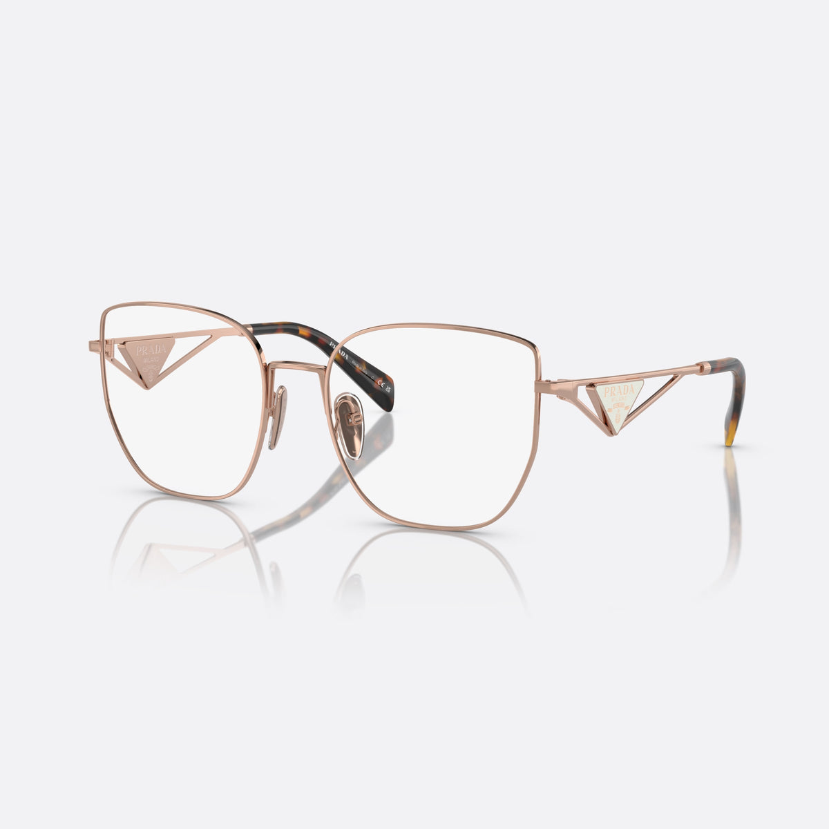 Rame ochelari de vedere Prada PR A54VD SVF1O1, fluture auriu, pentru femei, punte metalică simplă, literele brandului pe placă