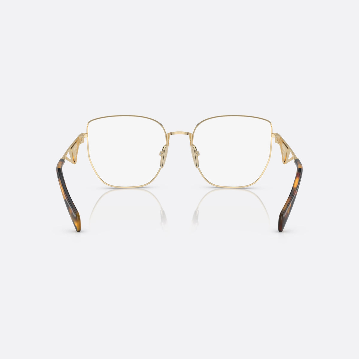 Rame ochelari de vedere Prada PR A54VD ZVN1O1 A, fluture auriu, pentru femei, punte metalică simplă, logo al brandului pe brațe, vedere din spate
