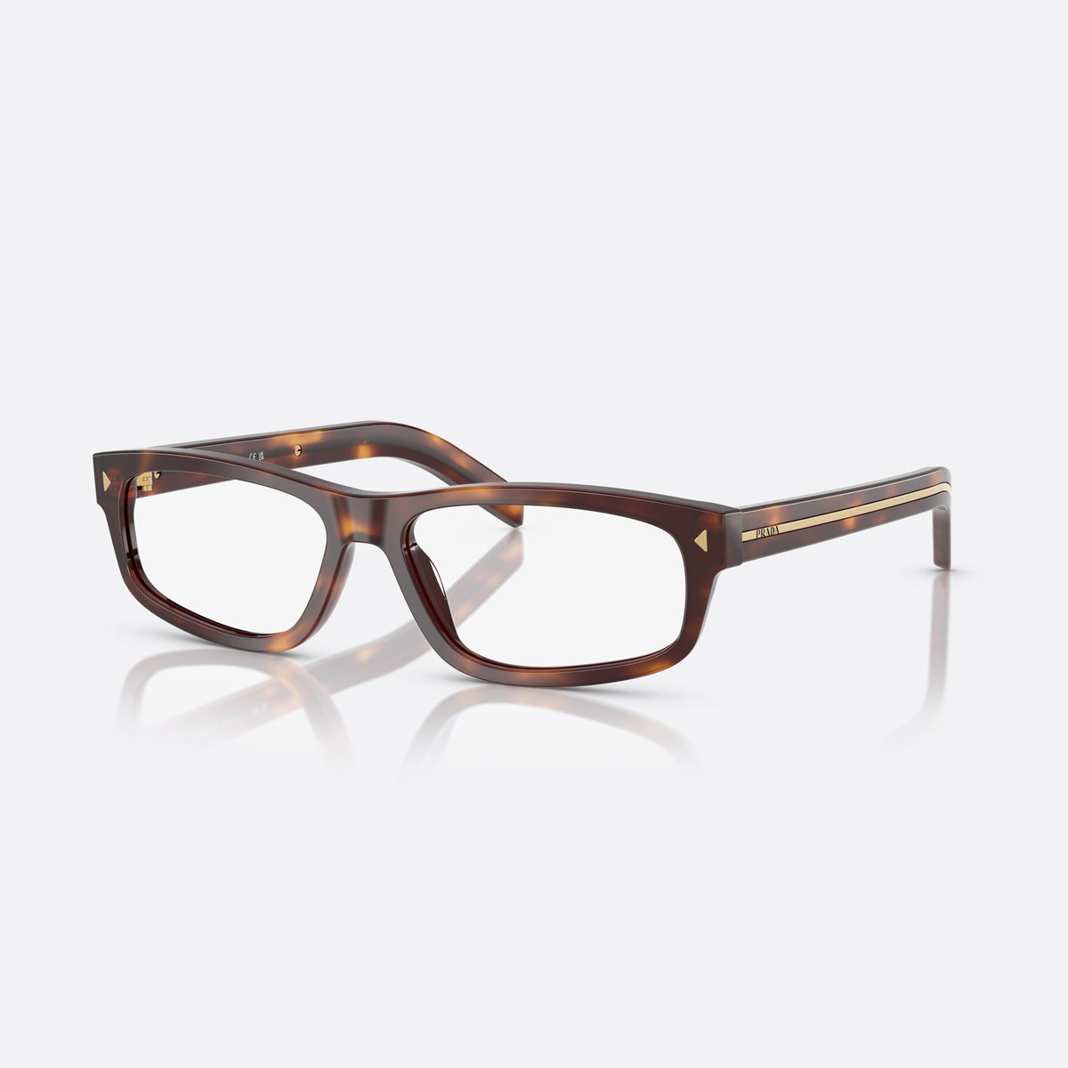 Rame ochelari de vedere Prada PR B02V 15W1O1, patrati havana, pentru bărbați, punte simplă, literele brandului pe brațe
