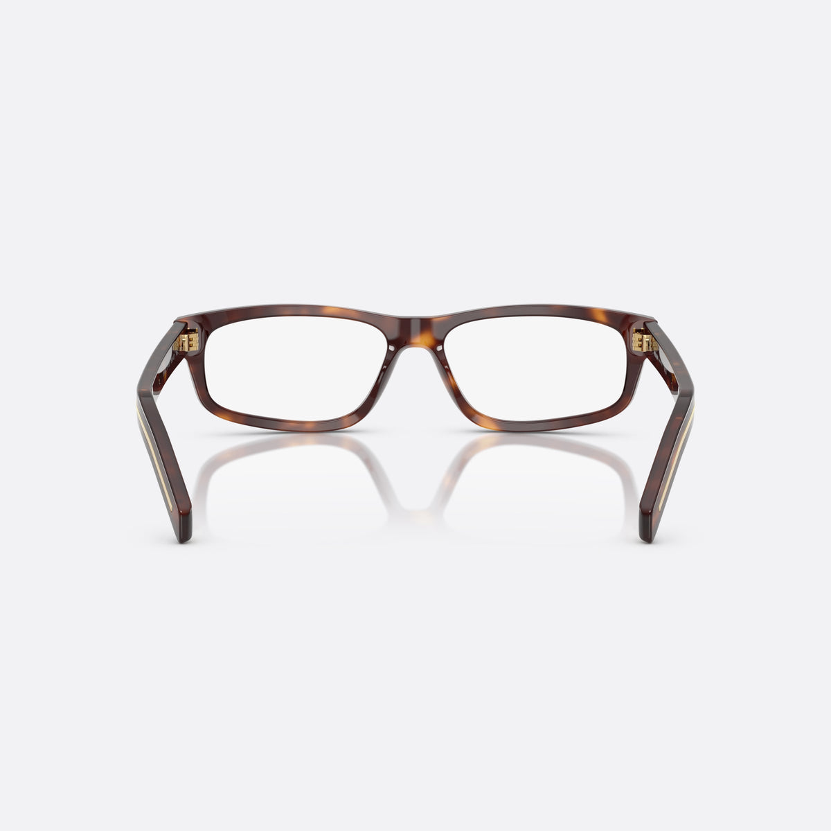 Rame ochelari de vedere Prada PR B02V 15W1O1, patrati havana, pentru bărbați, punte simplă, literele brandului pe brațe, vedere din spate