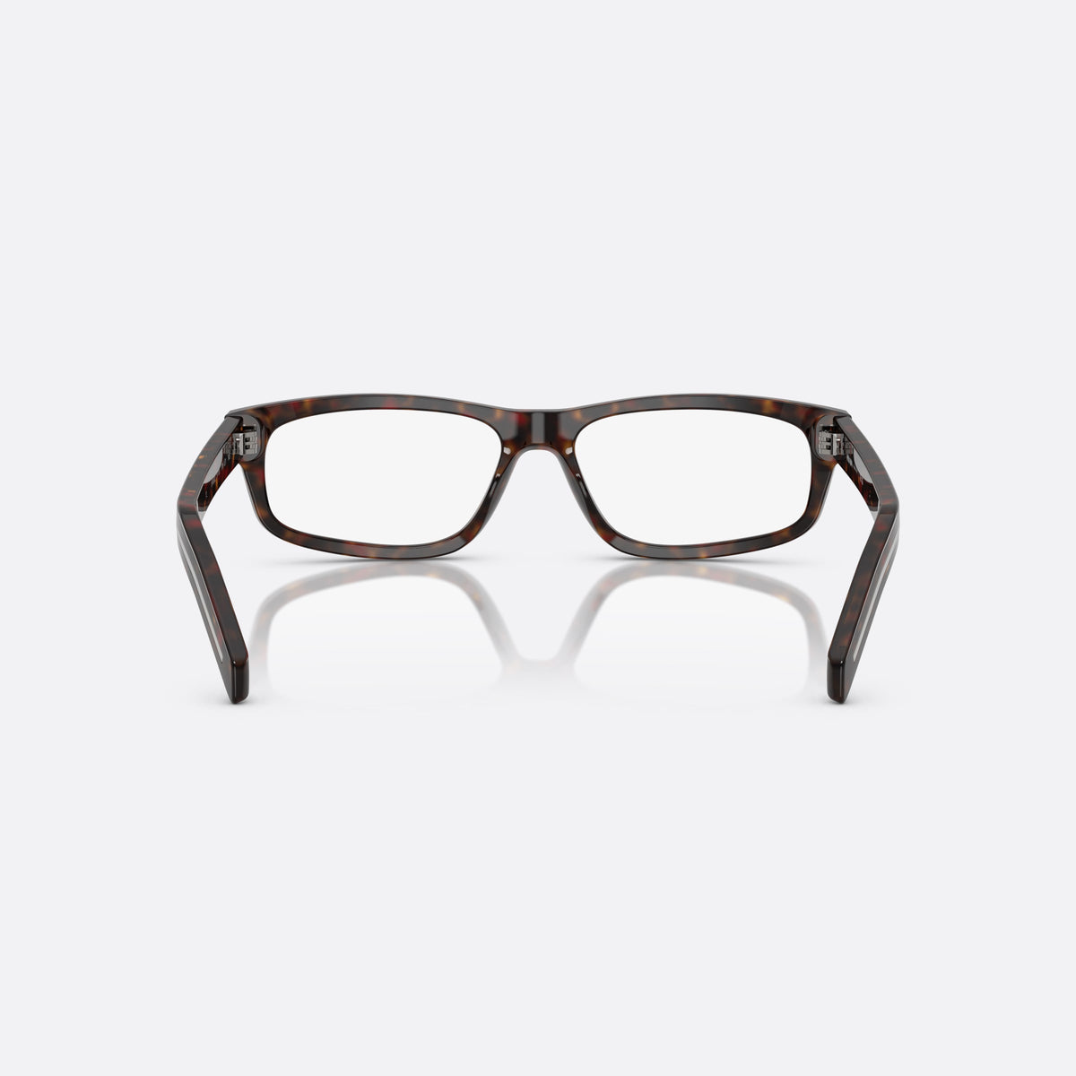 Rame ochelari de vedere Prada PR B02V 17N1O1, patrati havana, pentru bărbați, punte simplă, literele brandului pe braț, ramă completă, vedere din spate