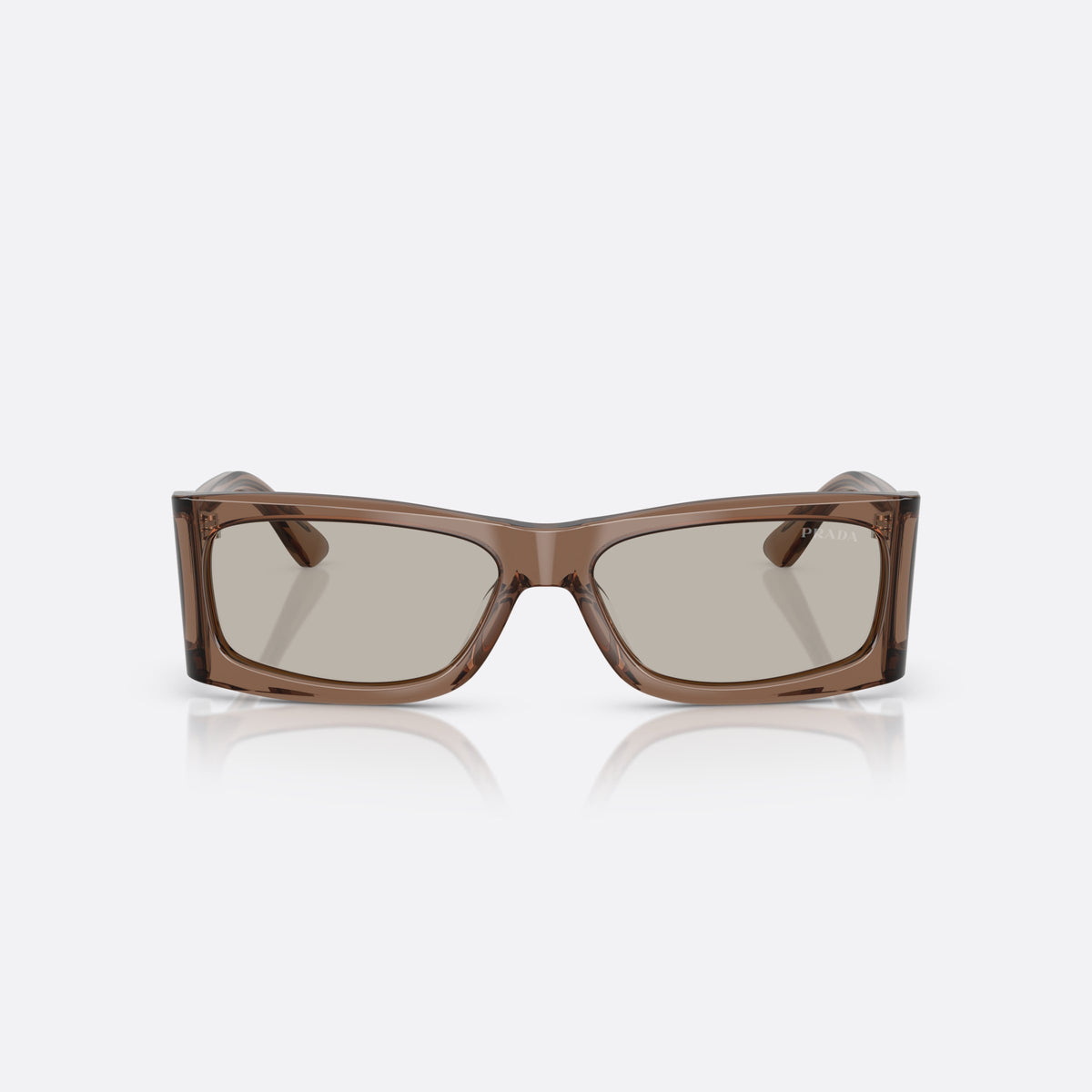 Ochelari de soare Prada PR B03S 16W5J2 BWLB, rectangulari maro, pentru bărbați, punte simplă între lentile, literele brandului pe brațe, vedere din față