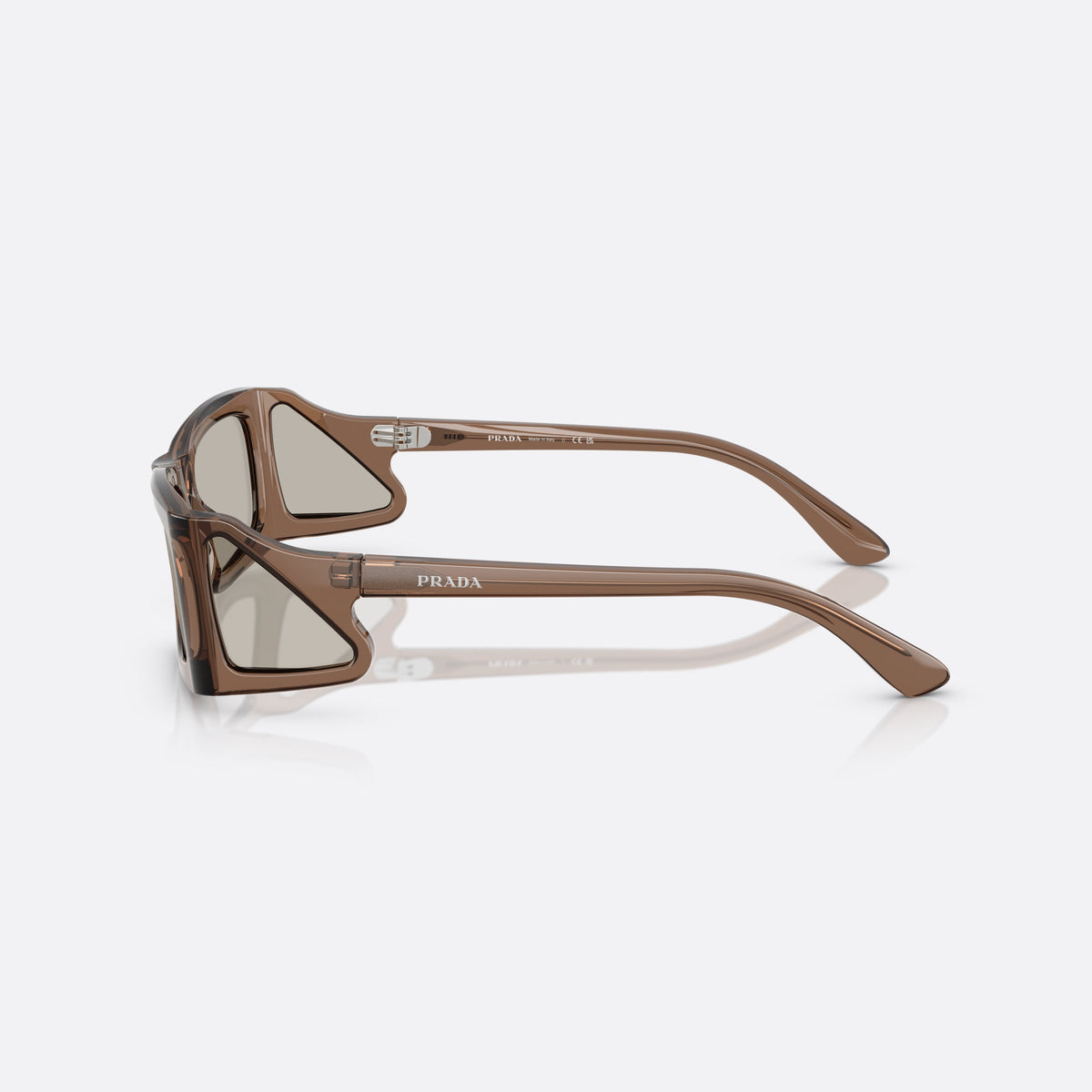 Ochelari de soare Prada PR B03S 16W5J2 BWLB, rectangulari maro, pentru bărbați, punte simplă între lentile, literele brandului pe brațe, vedere laterală