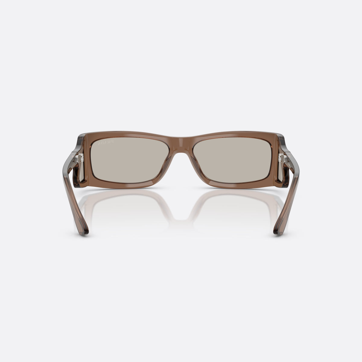 Ochelari de soare Prada PR B03S 16W5J2 BWLB, rectangulari maro, pentru bărbați, punte simplă între lentile, literele brandului pe brațe, vedere din spate