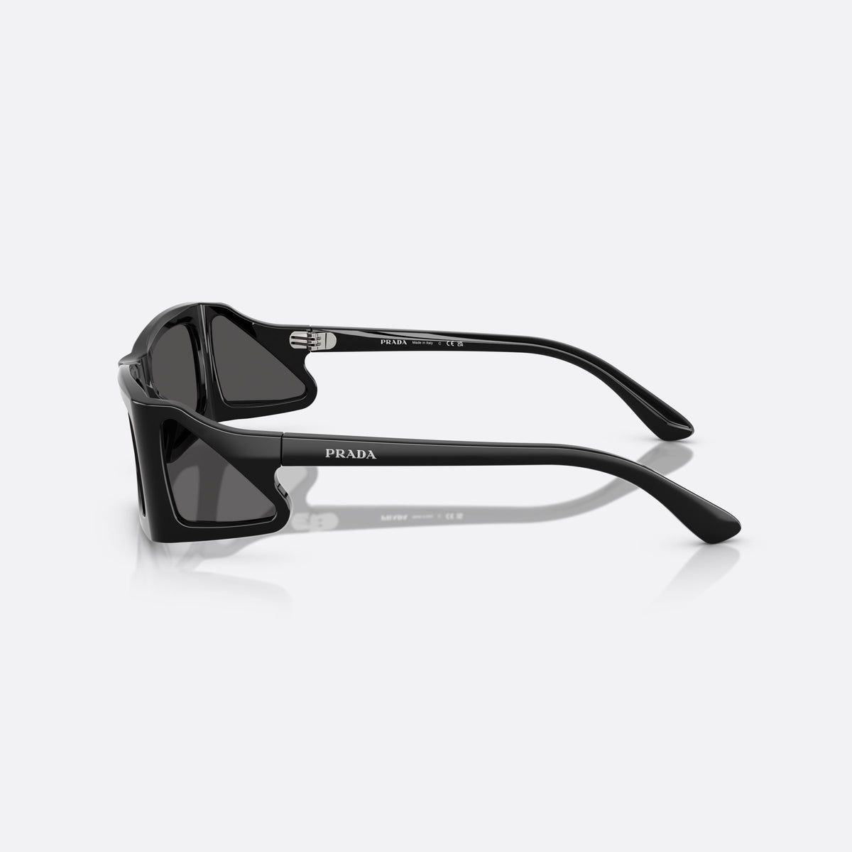 Prada PR B03S 1AB5S0 BLDG sunglasses, black rectangular frame for men, plain integrated bridge, brand lettering on temples