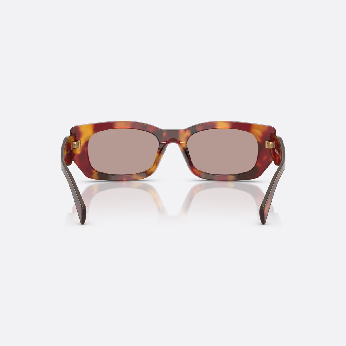 Ochelari de soare Prada PR B05S 22A20I TUBW, patrati maro, pentru femei, punte simplă, litere ale brandului pe brațe, ramă completă, vedere din spate