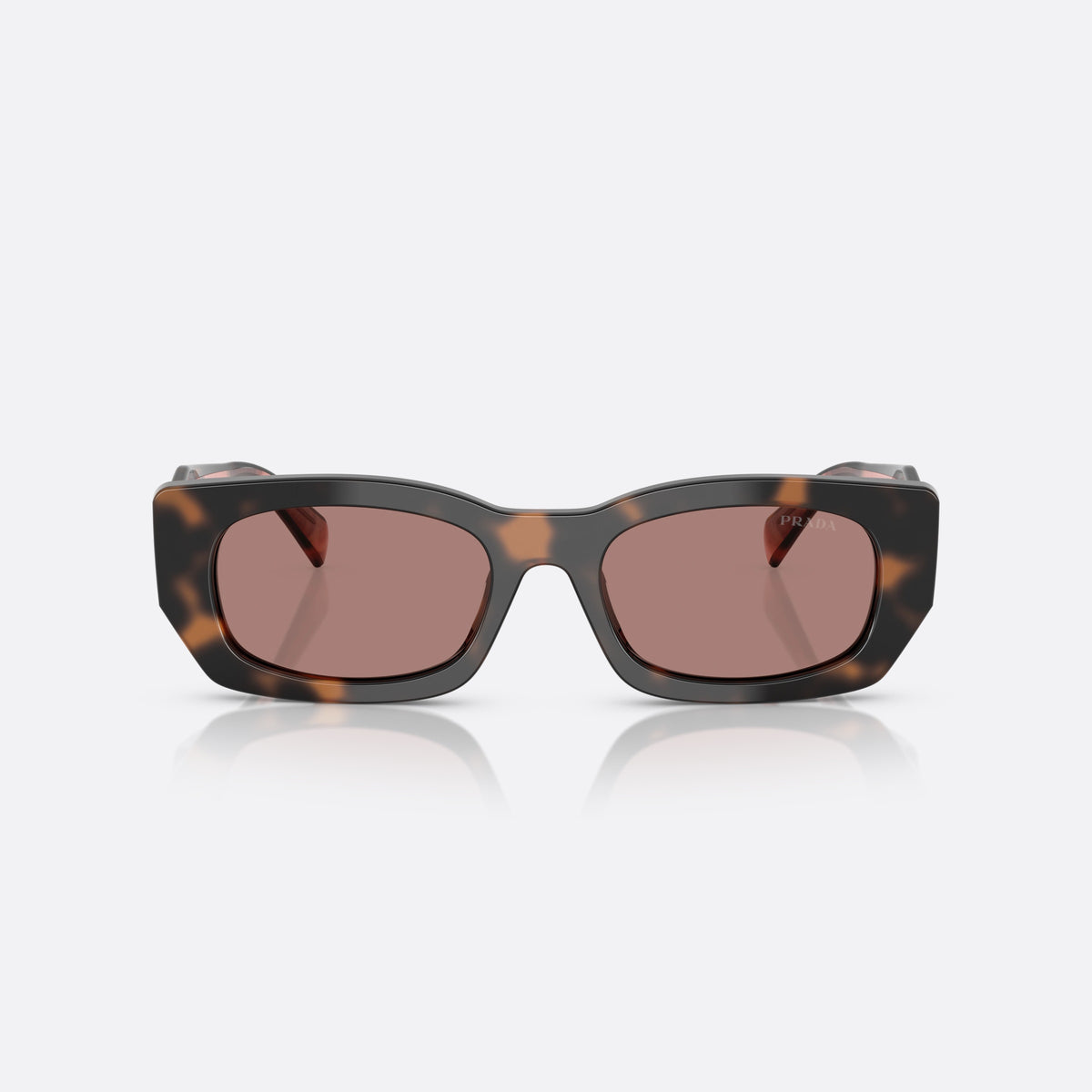 Prada PR B05S 23A60B MABW sunglasses, pink squared frame for women, plain bridge, brand lettering on temples, full-rim frame, front view