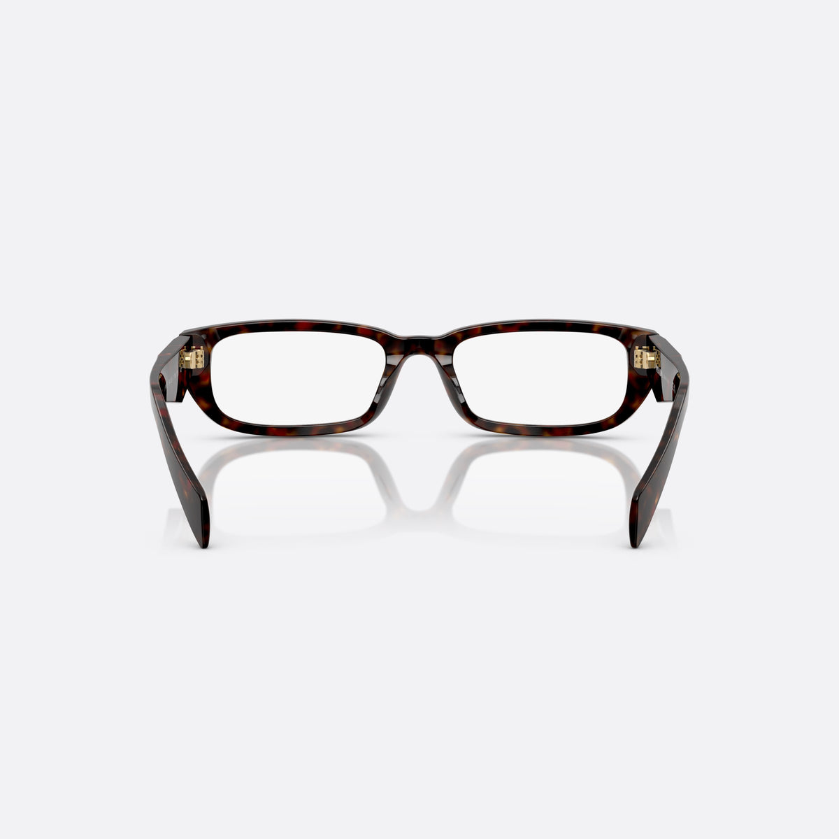 Rame ochelari de vedere Prada PR B05V 17N1O1, visor havana, pentru femei, punte simplă cu curbură dublă, logo al brandului pe brațe, vedere din spate