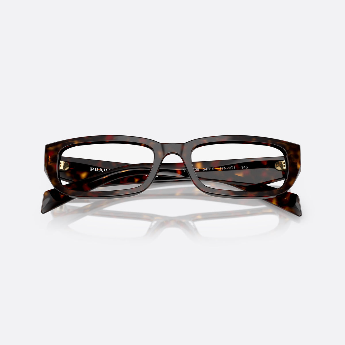 Rame ochelari de vedere Prada PR B05V 17N1O1, visor havana, pentru femei, punte simplă cu curbură dublă, logo al brandului pe brațe, cu brațele pliate