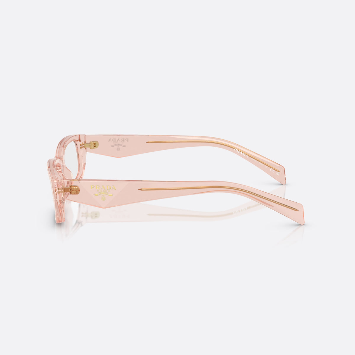 Rame ochelari de vedere Prada PR B05V 19Q1O1, visor roz, pentru femei, punte simplă integrată, placă cu logo pe brațe, vedere laterală