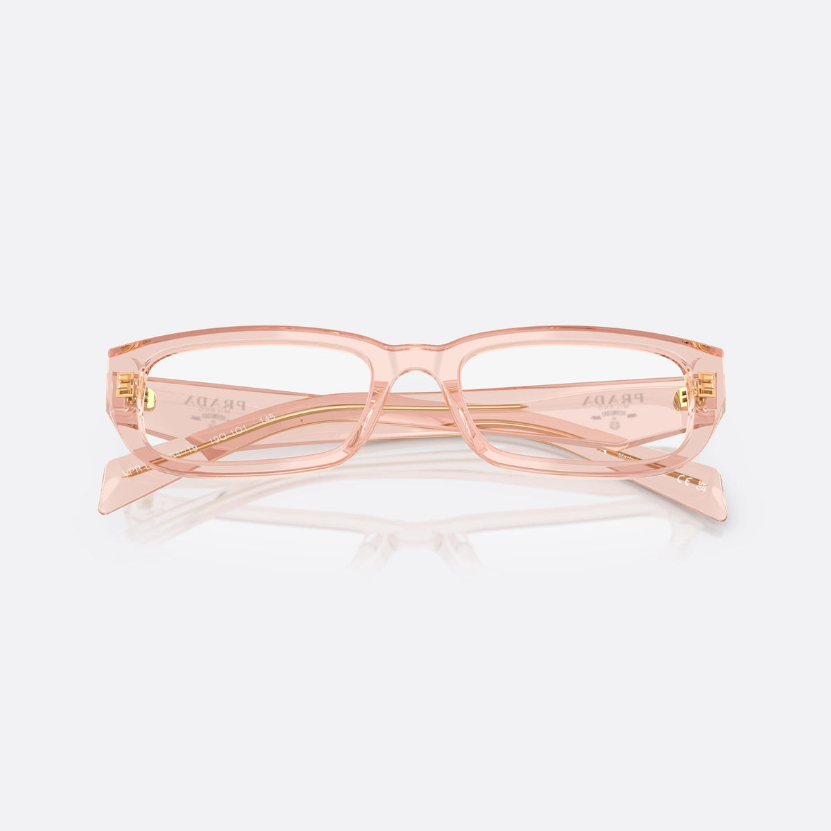Rame ochelari de vedere Prada PR B05V 19Q1O1, visor roz, pentru femei, punte simplă integrată, placă cu logo pe brațe, cu brațele pliate